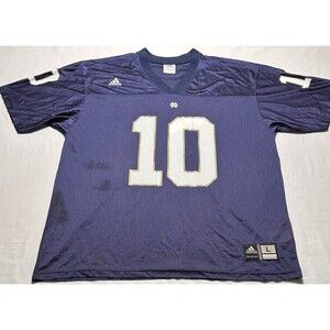 Notre Dame Fighting Irish Adidas Navy Jersey 10 Men’s Large Vintage *READ *SPOTS
